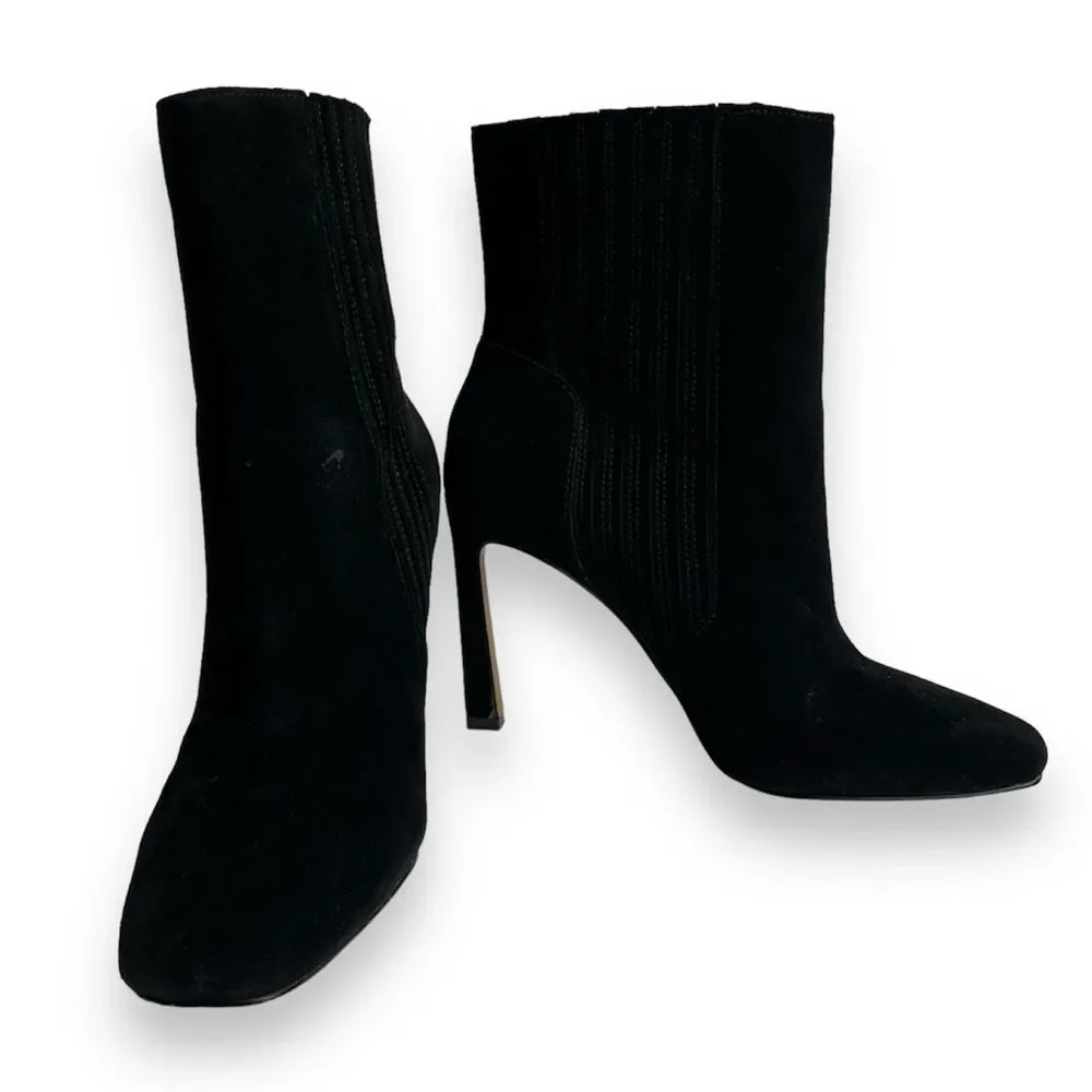 Vince Camuto Black Talanna Bootie Suede Leather Squared Toe Pull On Women 9